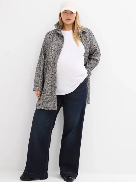 Jeansy wide leg mid waist z elastyczną wstawką w talii niebieskie