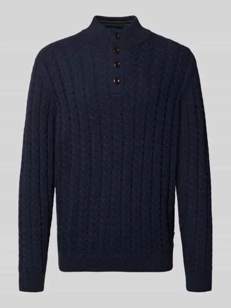 Sweter z dzianiny z prążkowanymi wykończeniami Fynch-hatton czarny
