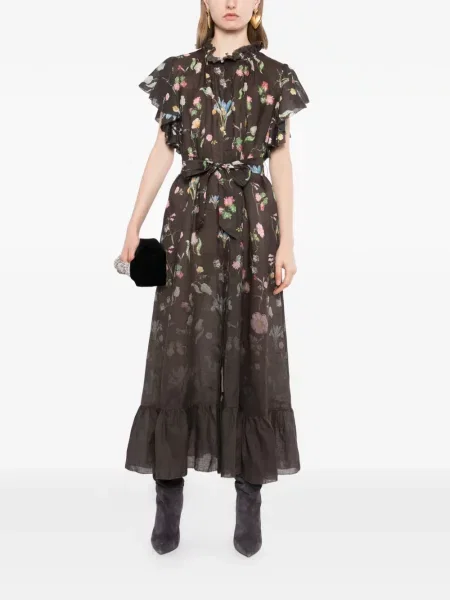 Rochie maxi Cynthia Rowley cu model floral cu imagine maro