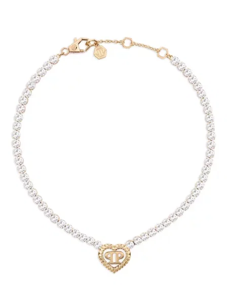 Colier Philipp Plein cu motiv cu inimi argintiu