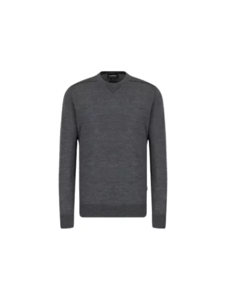 Sweter Emporio Armani wełniany z długim rękawem szary