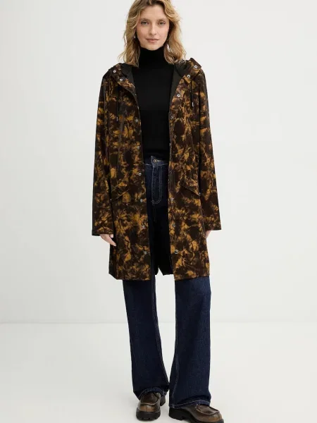 Rains kurtka Long Jacket W3 przejściowa oversize brązowy