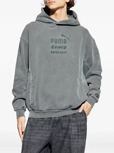 Pulover Puma cu broderie cu glugă gri
