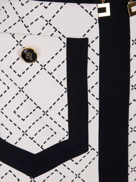 Spódnica midi Elisabetta Franchi z nadrukiem do kolan czarna