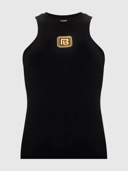 Топ Balmain с вышивкой ретро черный