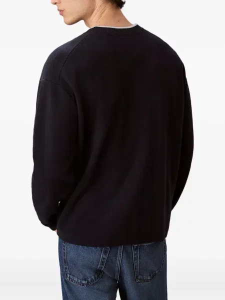 Pulover Calvin Klein Jeans cu decolteu rotund albastru