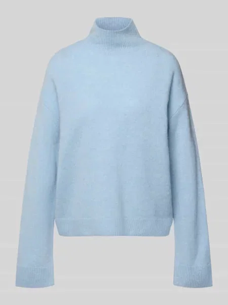 Sweter z dzianiny ze stójką Christian Berg Woman niebieski