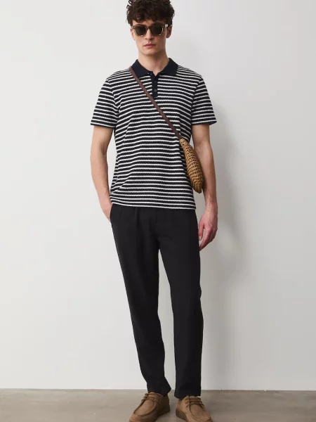 Medicine chino hlače z lanom črna