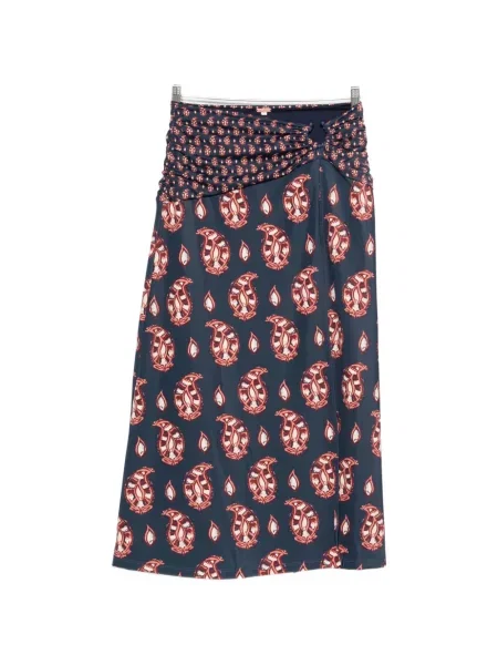 Fustă midi Johanna Ortiz cu model paisley albastru