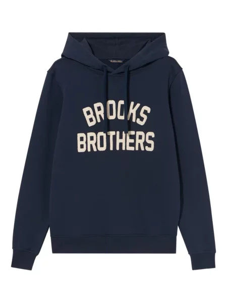 Hanorac cu glugă Brooks Brothers cu broderie din material terry albastru