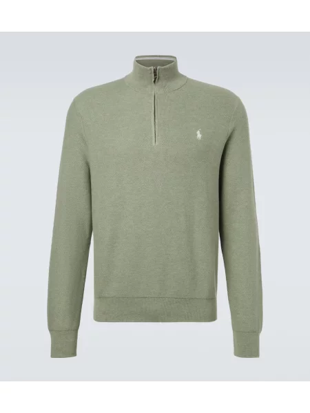 Patentni zatvarač na pola džemper Polo Ralph Lauren zelena