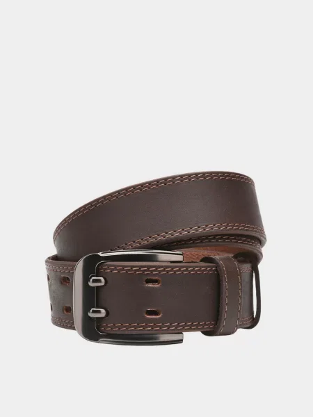 Кожаный ремень Borsa Leather с ремешками коричневый