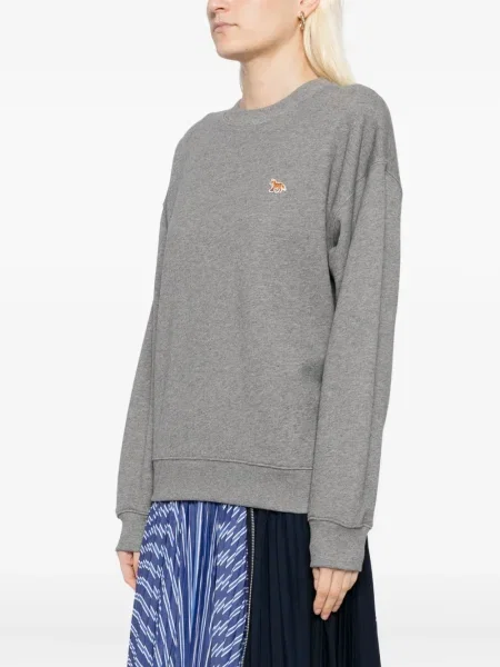 Hanorac Maison Kitsune cu broderie gri