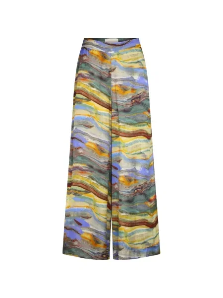 Pantaloni palazzo Carolina K cu imagine galben