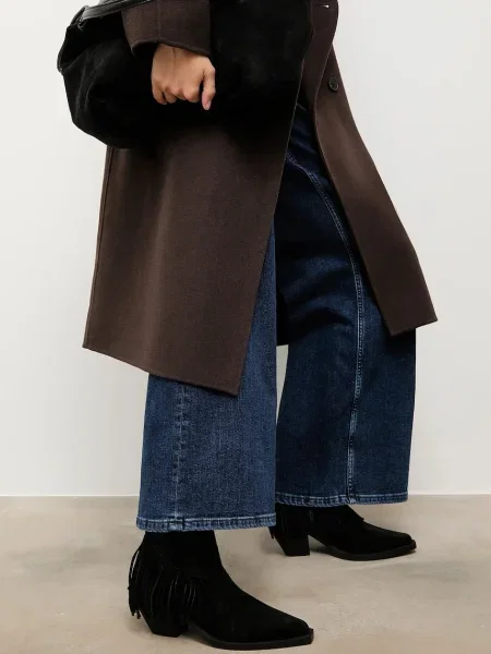 Велурени каубойски ботуши Answear.LAB с дебел черно