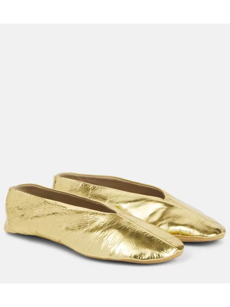Balerini The Row din piele auriu