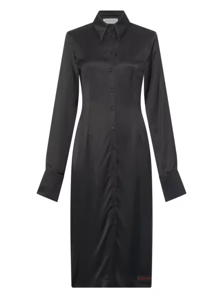 Satynowa sukienka koszulowa Marine Serre do kolan garniturowa czarna