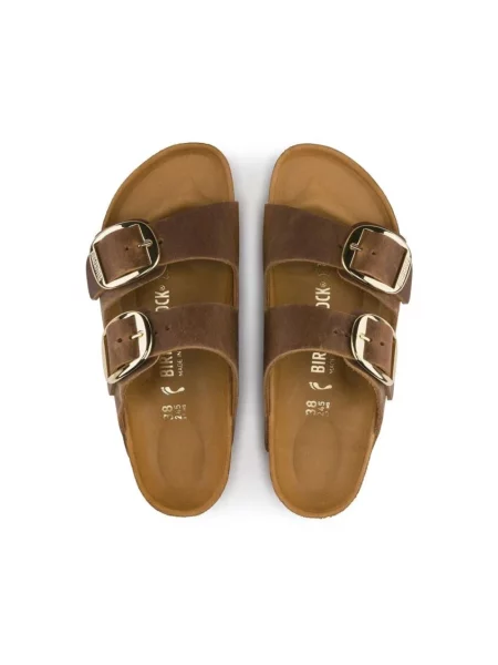 Klapki Birkenstock skórzane brązowe