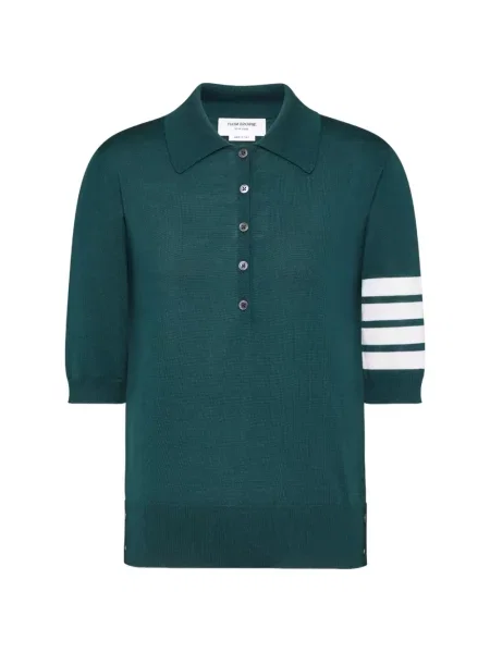 Tricou polo Thom Browne de lână verde