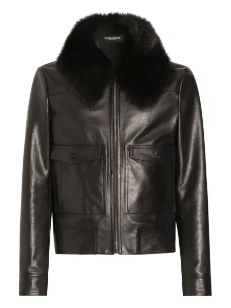 Кожено яке Dolce & Gabbana черно