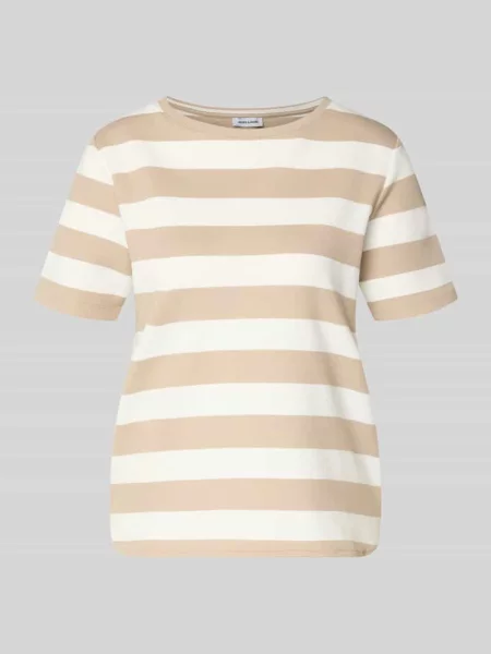 T-shirt z dodatkiem i okrągłym dekoltem More & More beżowa