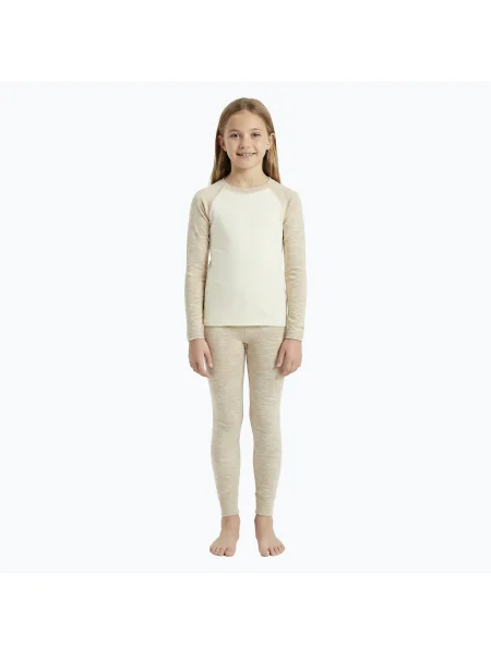 Set de lenjerie termoactivă pentru copii WOOLCANO Merino beige bej