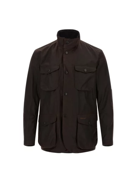 Kurtka funkcyjna z woskowanym splot twill Barbour brązowa