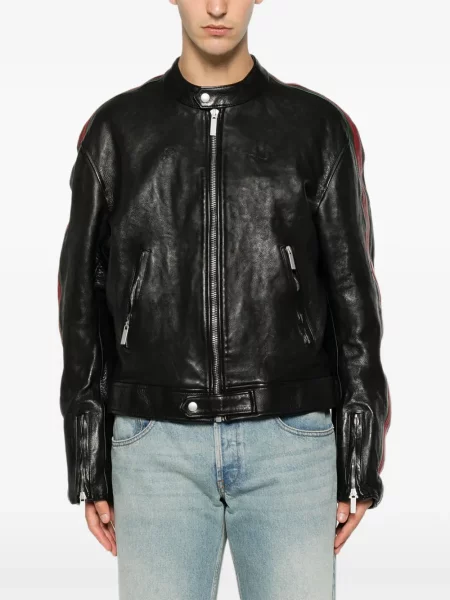 Geanta de piele Gucci cu dungi negru