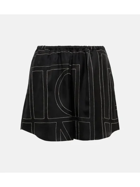 Pantaloni scurți Toteme de mătase negru