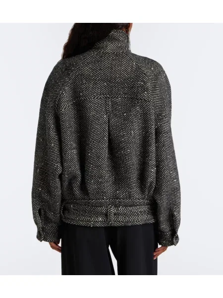 Geacă Isabel Marant de lână cu model herringbone bej