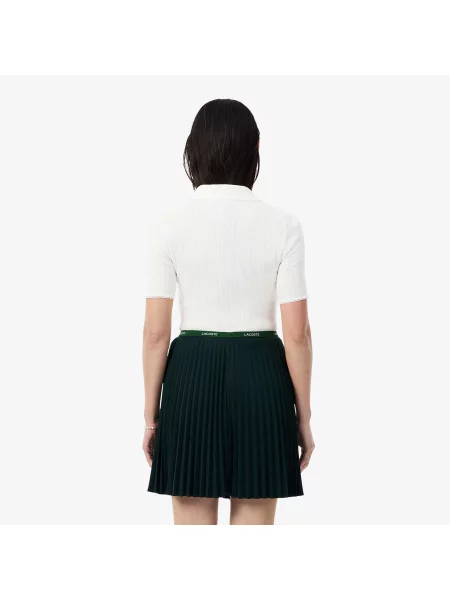 Lacoste Ażurowa Koszulka Polo Slim Fit Z Dzianiny Pointelle Kremowa biała