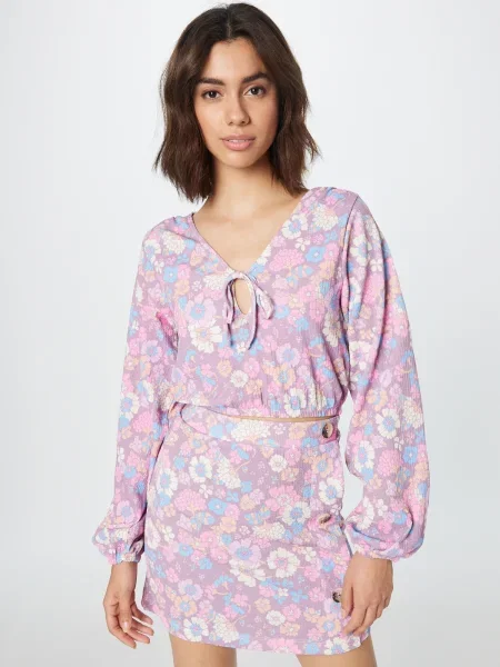 Nasty Gal Blúz világoskék / lila / narancs fehér