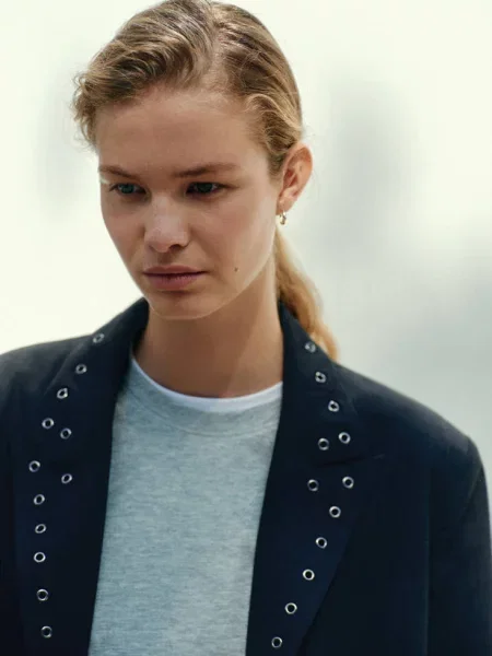 Marynarka z klapami i oczkami Teen M MANGO TEEN szary