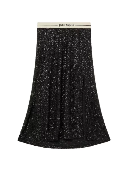 Fustă Palm Angels cu paiete negru