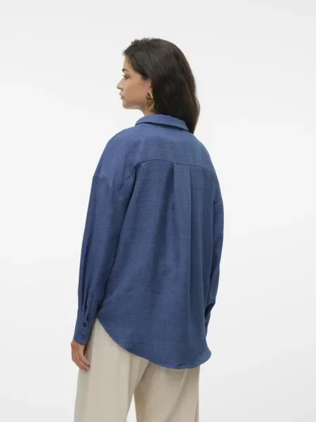 Vero Moda Košeľa Melaney Tmavomodrá modrá