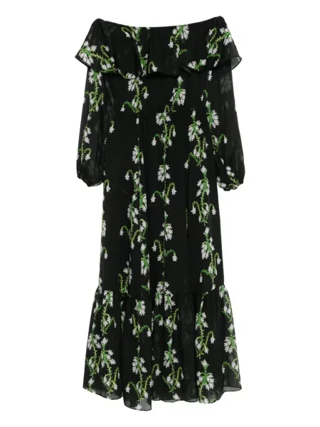 Rochie maxi Cynthia Rowley de mătase de costum negru