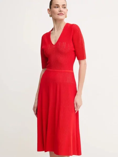 Herve Leger sukienka Lyla mini rozkloszowana czerwony