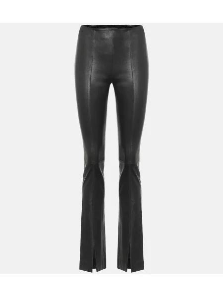 Pantaloni Stouls din piele cu dungi negru