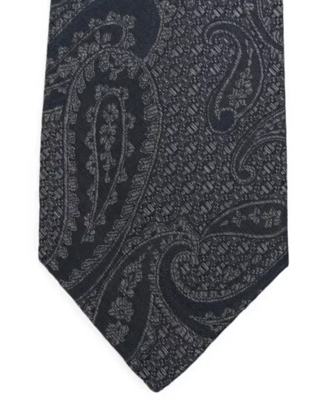 Cravată Kiton cu imagine cu model paisley negru