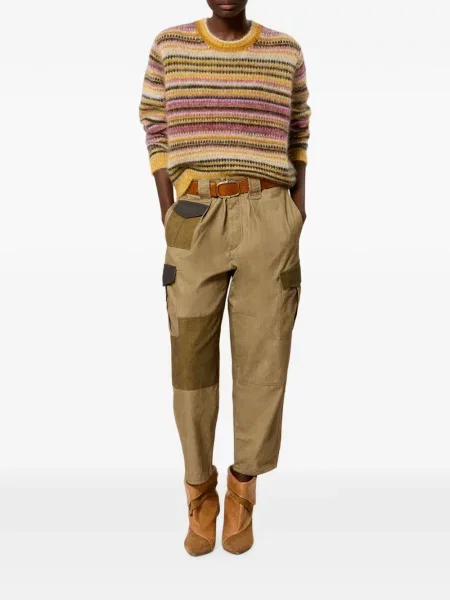 Pulover Marant Etoile cu dungi tricotate galben