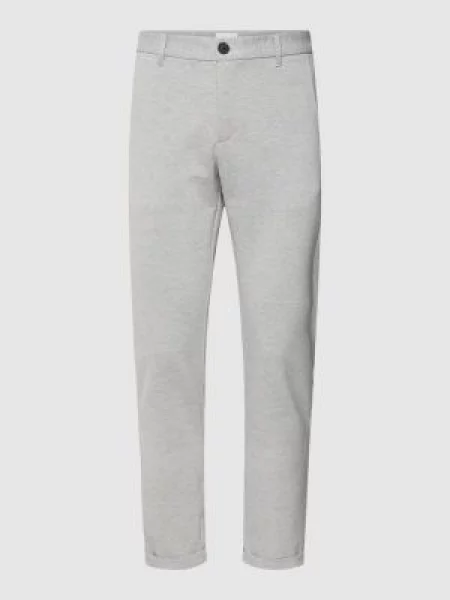 Spodnie materiałowe w kroju slim fit o skróconym fasonie Lindbergh szare