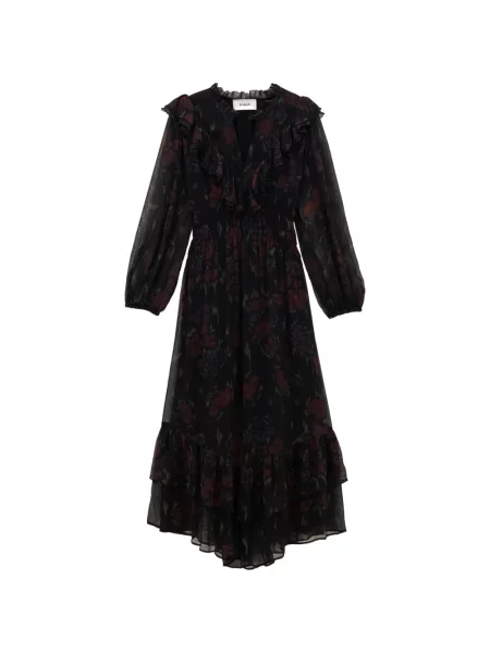 Rochie midi Ba&sh cu model floral cu imagine negru