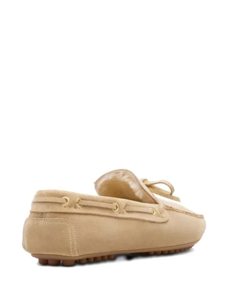 Pantofi loafer Car Shoe cu funde din piele de căprioară maro