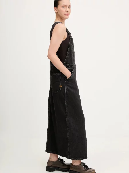 G-Star sukienka jeansowa maxi prosta czarny