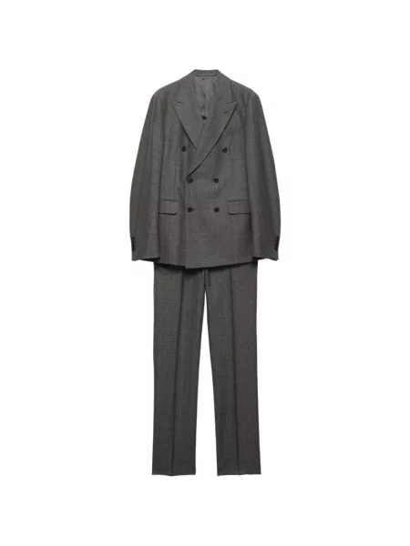 Costum Prada de lână cu două rânduri de nasturi maro