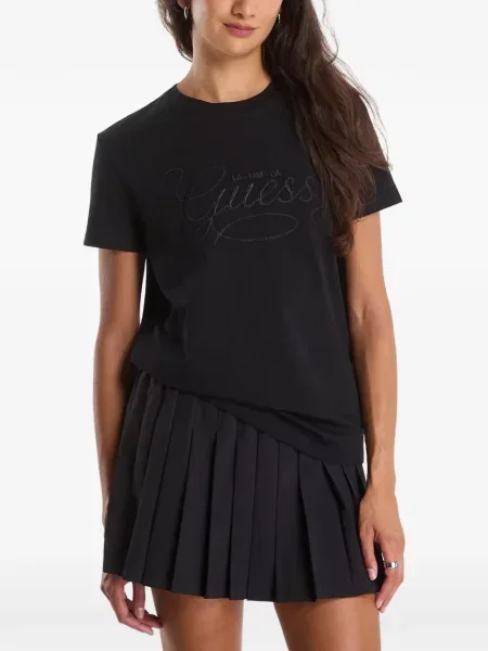 Scurt tricou Guess cu autograf negru