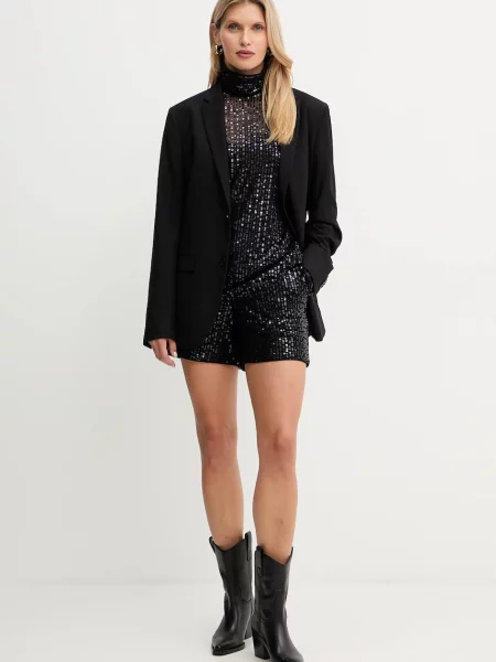 Karl Lagerfeld szorty z aplikacją high waist czarny