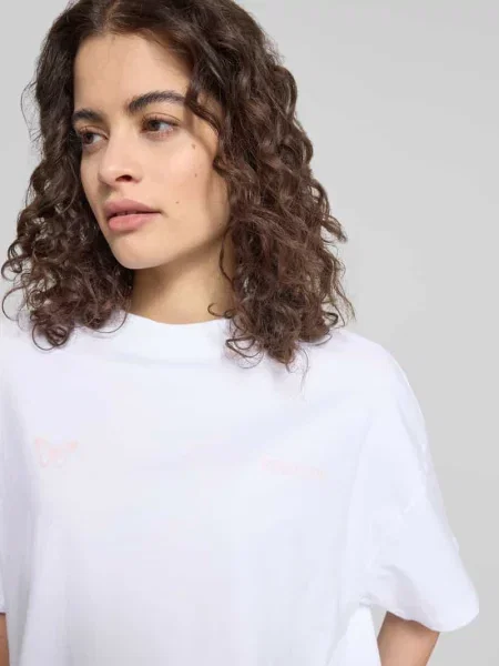 Oversize’owy T-shirt z nadrukiem motywu i logo Model NIVELLES' Pegador biała