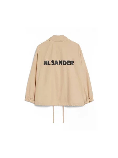 Kurtka Jil Sander z kapturem z nadrukiem beżowa