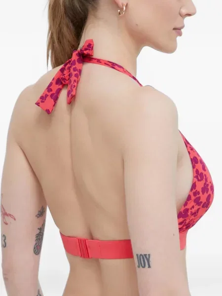 Top Chantelle cu model floral cu imagine cu gât halter roșu